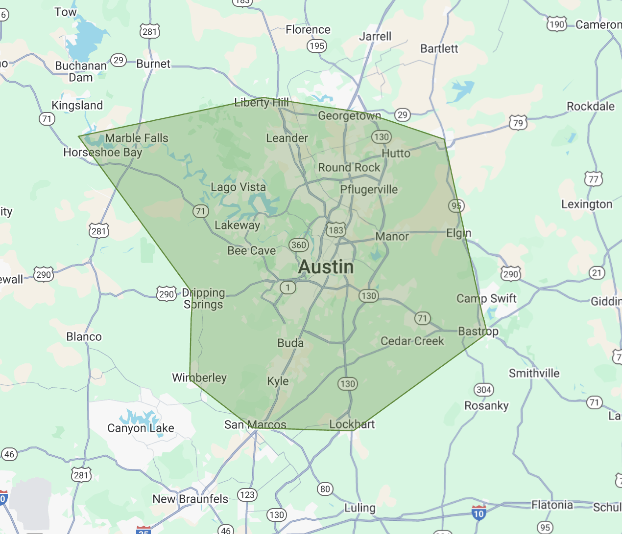 RiderTow Motorcycle Towing Service Area Map